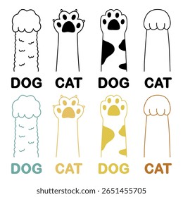 Cat and dog paw vector icon. Cat paw print, burlap pattern, character logo, cartoon, doodle, ginger, sign. #60