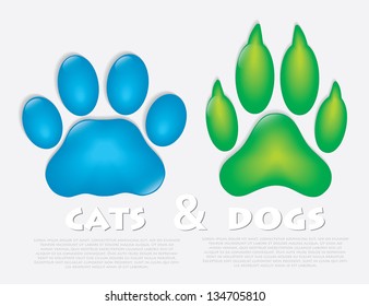 Cat and dog paw - vector illustration