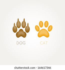 Cat and dog paw - vector illustration
