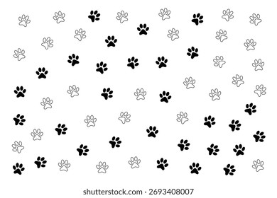 Katze oder Hund Pawprint Vektor auf schwarzer Farbe