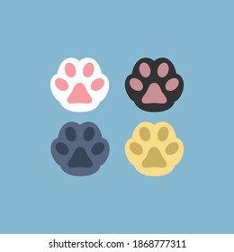 
Cat and dog paws black, blue, white, yellow for footprints and pet shops