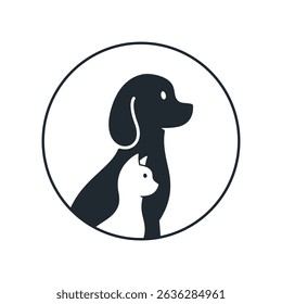 Cat and dog pet emblem. Vector isolated icon.