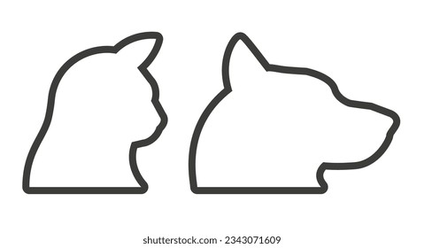 Cat dog pet head silhouette. Flat vector illustration isolated on white background.