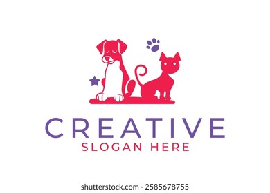 cat and dog pet logo design vector sublimation