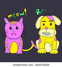 cat and dog pique hirt design vector illustration for use in design and print poster canvas