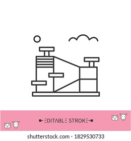 Cat and dog playground line icon. Outdoors area for playing and walking pets.Contemporary pets park, yard.Home pets life and pet owners community concept. Isolated vector illustration.Editable stroke 