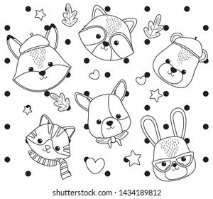 Cat dog rabbit fox raccoon and bear design