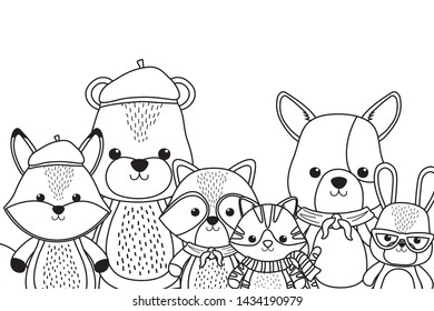 Cat dog rabbit fox raccoon and bear design
