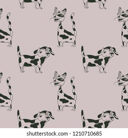 Cat. Dog. Seamless pattern