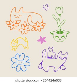 Cat ,dog  seamless vector pattern illustration 