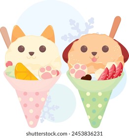 Gato y Perro Afeitado Hielo en Taza de Papel