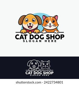 cat dog shop vector logo design template