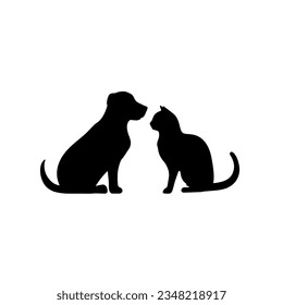 Cat and dog, Silhouette of cat and dog