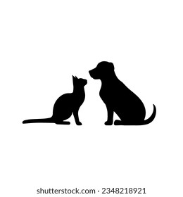 Cat and dog, Silhouette of cat and dog