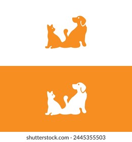 Cat and dog silhouette design 