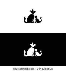 Cat and dog silhouette design 