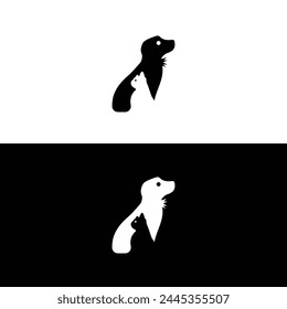 Cat and dog silhouette design 