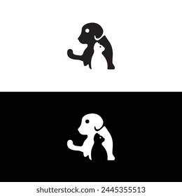 Cat and dog silhouette design 