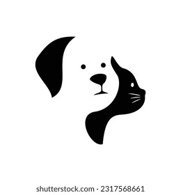 cat and dog silhouette logo design. kitty and puppy icon, sign and symbol.