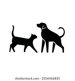 Cat and dog silhouette logo design illustration