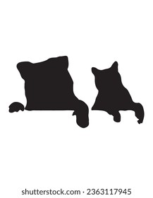 cat and dog  of silhouette vector on white background.