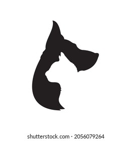 cat dog silhouette veterinarian pet clinic icon, vector illustration