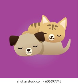 cat dog sleeping