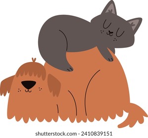 Ilustración Del Vector Durmiente De Gatos Y Perros