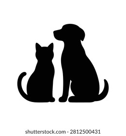 Cat and Dog Solid Silhouette Logo