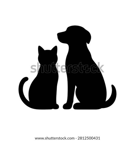 Cat and Dog Solid Silhouette Logo