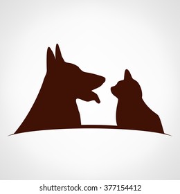 cat and dog symbol - vector illustration