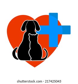 cat and dog symbol of veterinary medicine