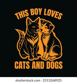 Cat and dog t shirt design vector file.