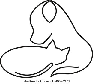 cat and dog vector contour 
