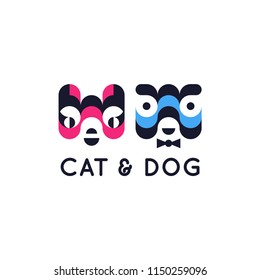 Cat and dog vector icon.