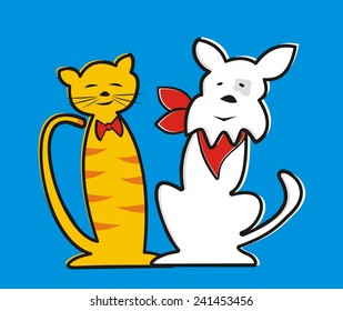 cat and dog, vector icon