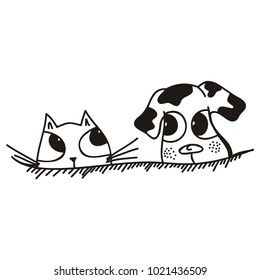 Cat and dog. Vector illustration