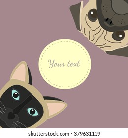 Cat and dog vector illustration with place for your text