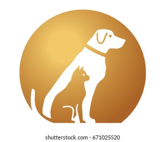 Cat and Dog Vector Illustration. Vet Icon.