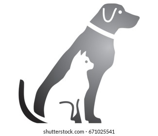 Cat and Dog Vector Illustration. Vet Icon.