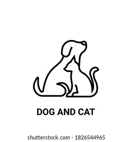 icono de línea vectorial de gato y perro