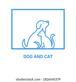 cat and dog vector line icon 