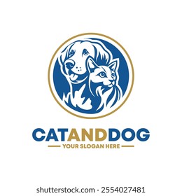 cat and dog vector logo illustration