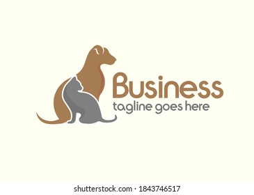 cat and dog vector logo, pet lover logo, Veterinary logo illustration	