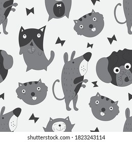 Cat and Dog vector repeat pattern