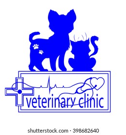 Cat and dog vector signs and logo. Vector logo for veterinary clinic.
