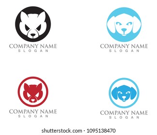 Cat and Dog vector silhouettes logo 