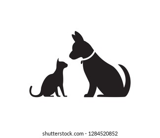 Cat and Dog vector silhouettes logo template