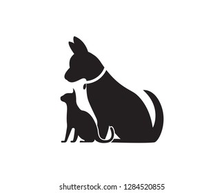 Cat and Dog vector silhouettes logo template