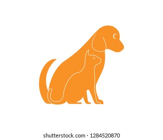 Cat and Dog vector silhouettes logo template